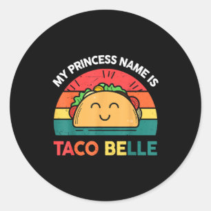 Pegatina Redonda Nombre de princesa Taco Belle Cinco Mayo Divertido