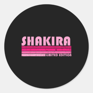 Pegatina Redonda Nombre de Shakira Personalizado Retro Vintage 80s