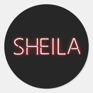 Pegatina Redonda Nombre de Sheila en la novedad de luces de neón br
