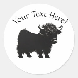 Pegatina Redonda Nombre de texto de edición de calf de vaca de alet