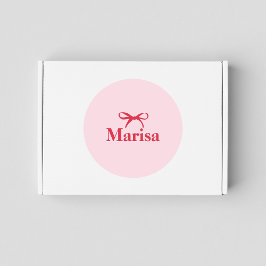 Pegatina Redonda Nombre de vaca rosa y rojo personalizado