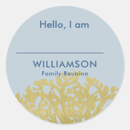 Pegatina Redonda Nombre del árbol genealógico de la unión familiar