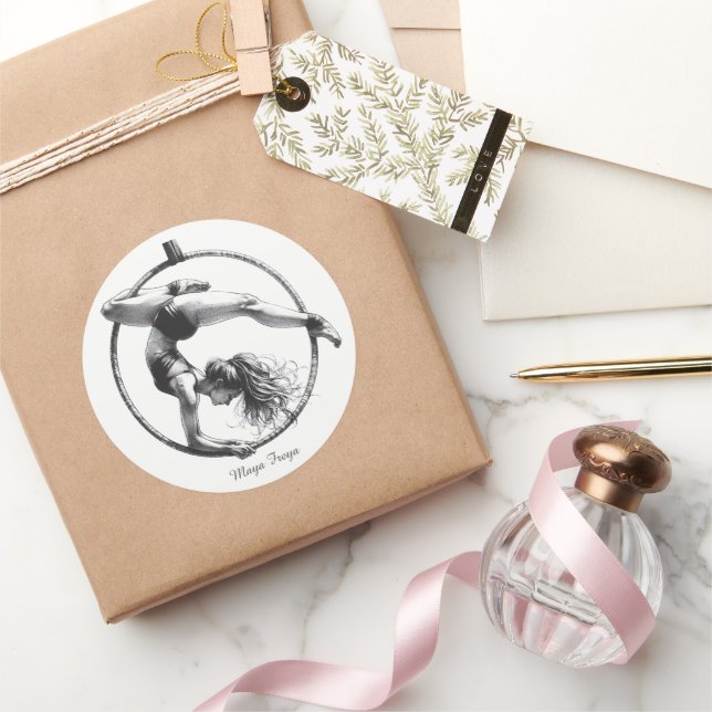 Pegatina Redonda Nombre del armazón aéreo de Lyra (Regalar)