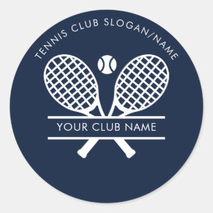 Pegatina Redonda Nombre del Club de Campo Equipo de Tenis Azul Mari