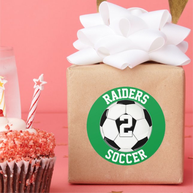 Pegatina Redonda Nombre del equipo de fútbol y número de jugador pe (Fiesta)