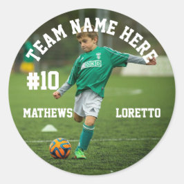 Pegatina Redonda Nombre del equipo Jugador Número de foto y Nombre 