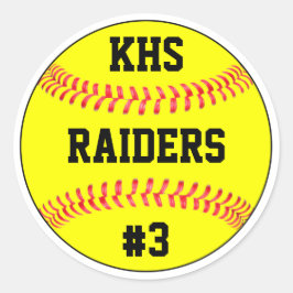 Pegatina Redonda Nombre del equipo Softball, Cartas Escolares y Núm