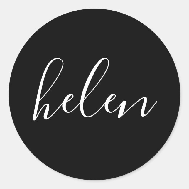 Pegatina Redonda Nombre del guión personalizado negro elegante (Anverso)