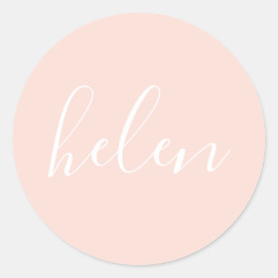 Pegatina Redonda Nombre del guión Personalizado Peach Peach Elegant