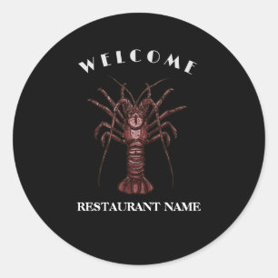 Pegatina Redonda Nombre del logo del Lobster Restaurant