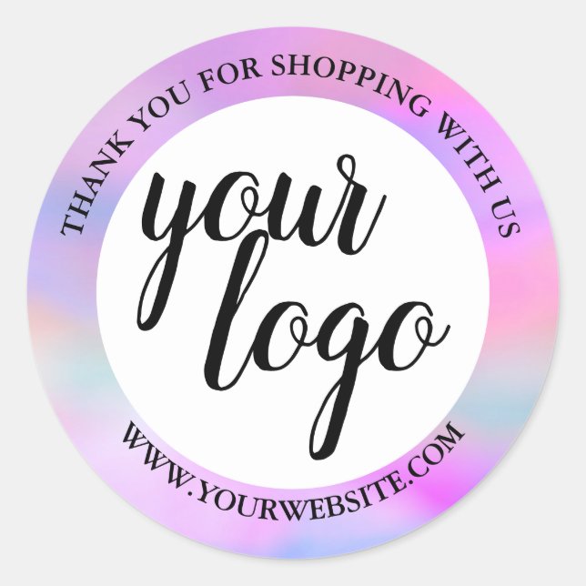 Pegatina Redonda Nombre del logo del personalizado de arcoiris colo (Anverso)
