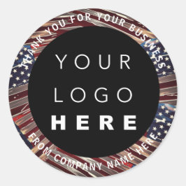 Pegatina Redonda Nombre del logotipo Bandera de Estados Unidos