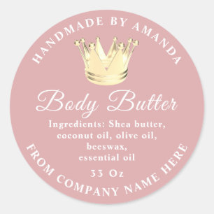 Pegatina Redonda Nombre del logotipo Butter Scrub Golden Crown Rubo