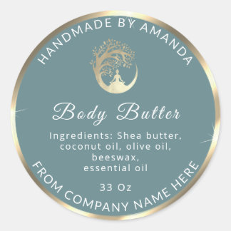 Pegatina Redonda Nombre del logotipo Cuerpo Mantequilla de mantequi