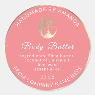 Pegatina Redonda Nombre del logotipo Cuerpo Mantequilla de mantequi