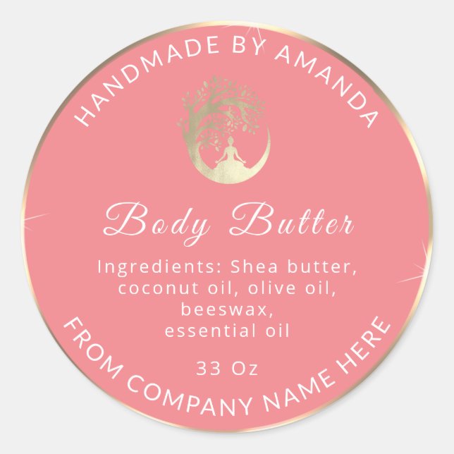 Pegatina Redonda Nombre del logotipo Cuerpo Mantequilla de mantequi (Anverso)