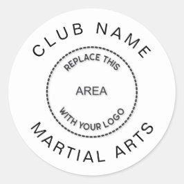 Pegatina Redonda Nombre del logotipo del club de artes marciales