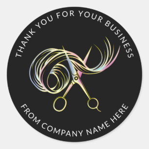 Pegatina Redonda Nombre del logotipo del pelo del personalizado Gra