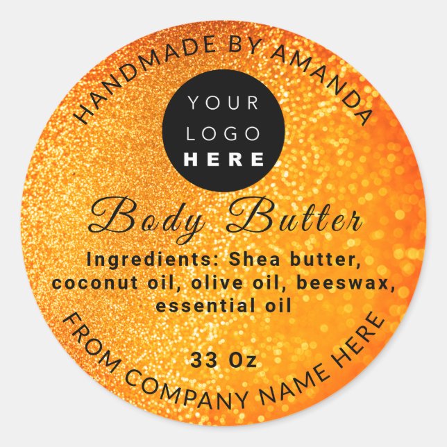 Pegatina Redonda Nombre del logotipo del personalizado BodyButter C (Anverso)