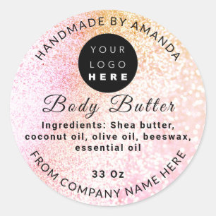 Pegatina Redonda Nombre del logotipo del personalizado BodyButter C