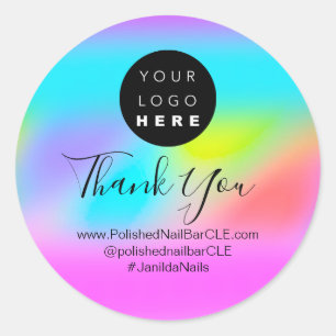 Pegatina Redonda Nombre del logotipo Gracias Comprar Holograma en l