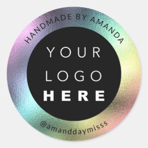 Pegatina Redonda Nombre del logotipo Instagr Holographic Rainbow Mo