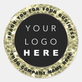 Pegatina Redonda Nombre del logotipo Web Gracias a Gold Faux Mint G