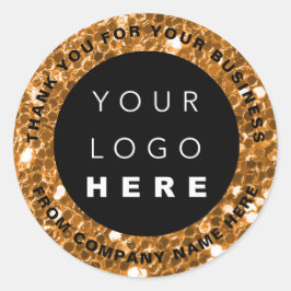 Pegatina Redonda Nombre del logotipo Web Gracias a Naranja de coral