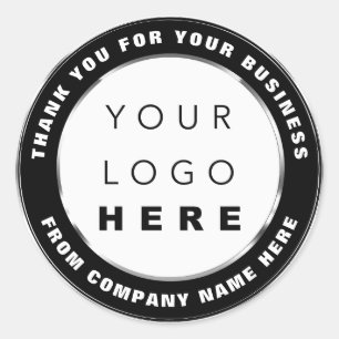 Pegatina Redonda Nombre del logotipo Web Gracias a Silver Black Whi