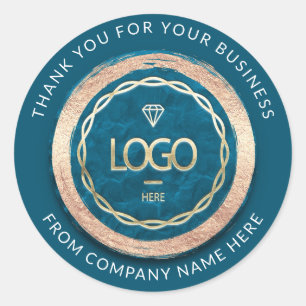 Pegatina Redonda Nombre del logotipo Web Gracias Azul Verde azulado