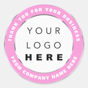 Pegatina Redonda Nombre del logotipo Web Gracias Comprar Plata Rosa