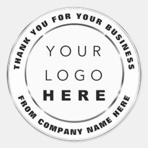 Pegatina Redonda Nombre del logotipo Web Gracias Gris blanco platea