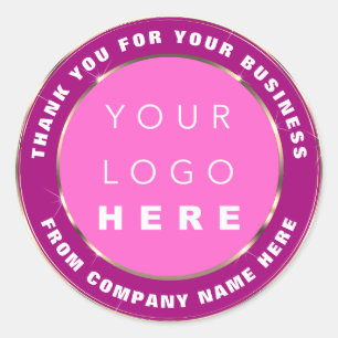 Pegatina Redonda Nombre del logotipo Web Gracias por el marco dorad