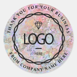 Pegatina Redonda Nombre del logotipo Web Gracias Purpurina del Holo