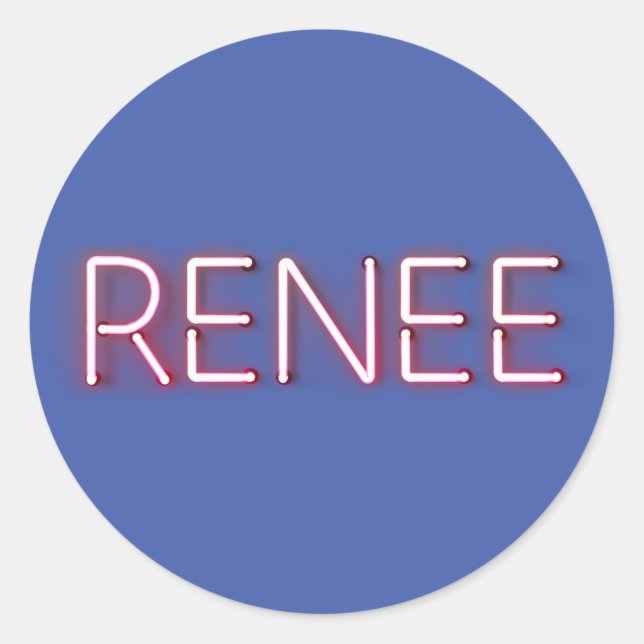 Pegatina Redonda Nombre del nombre en la novedad de luces de neón b (Anverso)