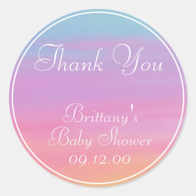 Pegatina Redonda Nombre del personalizar, Fecha, Evento Arco Iris G (Anverso)