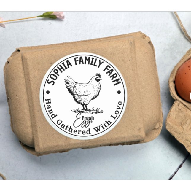 Pegatina Redonda Nombre del propietario de la granja personalizada  (Modern personalized egg farm owner name egg sticker)