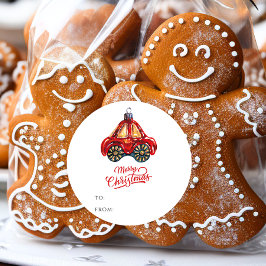 Pegatina Redonda Nombre del regalo de Ornamento del coche Retro de 