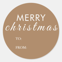 Pegatina Redonda Nombre del regalo navideño de Feliz Rústico