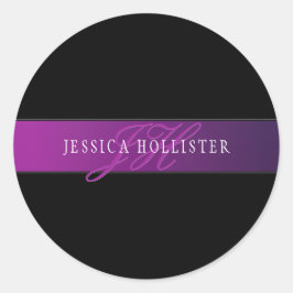 Pegatina Redonda Nombre elegante y comienzo/s monogramado