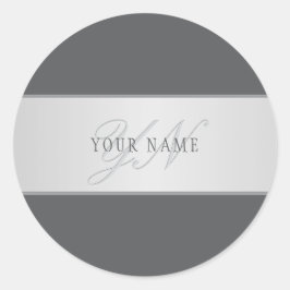 Pegatina Redonda Nombre elegante y letra de monograma (u otro texto