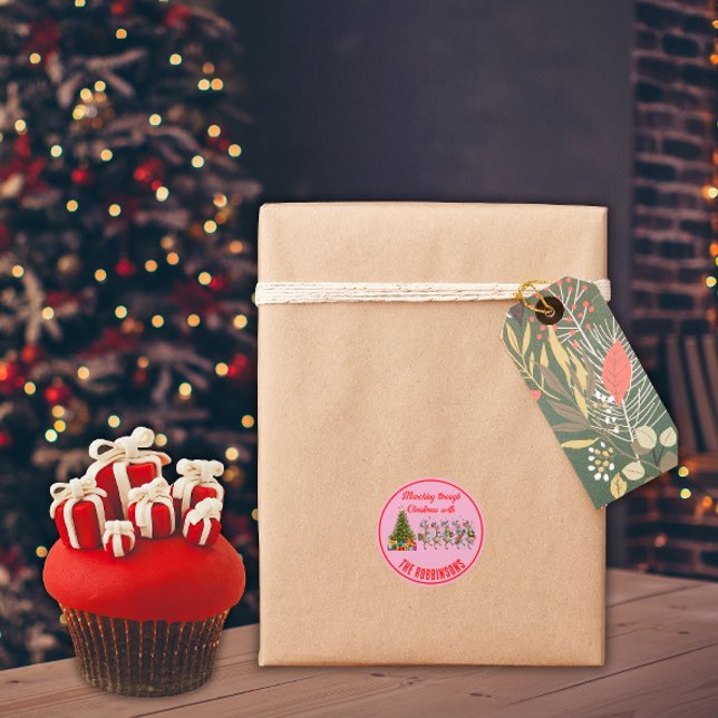 Pegatina Redonda Nombre familiar Navidades caprichosos marchando re (Subido por el creador)