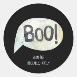 Pegatina Redonda Nombre familiar personalizado Boo Halloween