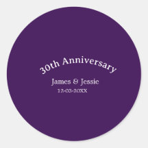 nombre fecha aniversario de bodas 30 simple púrpur