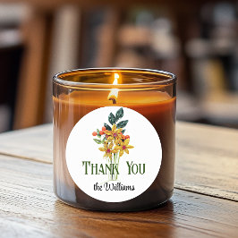 Pegatina Redonda Nombre, Flores De Papel Culillado, Gracias, 3 en