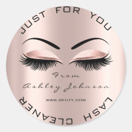 Pegatina Redonda Nombre Gracias Artista De Maquillaje Rosa Lash Cle