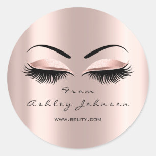 Pegatina Redonda Nombre Gracias Belleza Purpurina Lash Makeup Artis