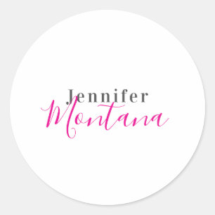 Pegatina Redonda Nombre minimalista moderno elegante profesional