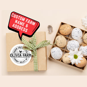 Pegatina Redonda Nombre moderno de la granja Personalizado Direcció