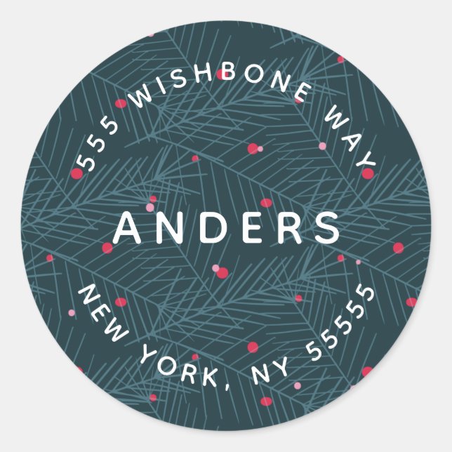 Pegatina Redonda Nombre moderno Dirección personalizada de segurida (Anverso)